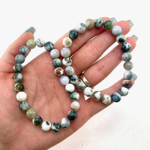 Buy AAA Tree Agate Bracelet Natural Crystal Stone 8 mm Beads Bracelet Round  Shape for Reiki Healing and Crystal Healing Stone (Color : Multi) | Globally